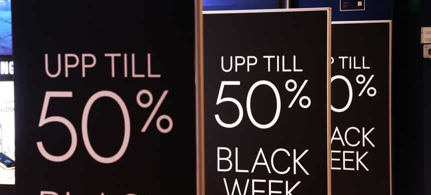 Dekorbild av rea-skyltar.