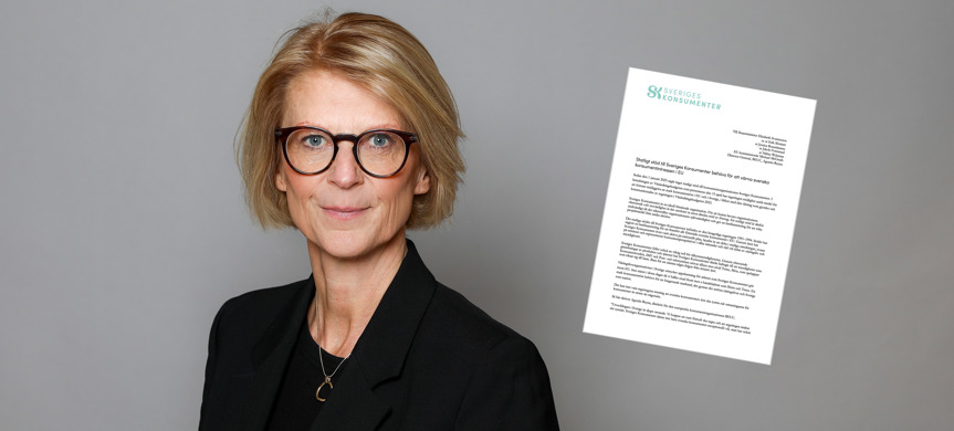 Finansminister Elisabeth Svantesson med inklippt bild på brevet.